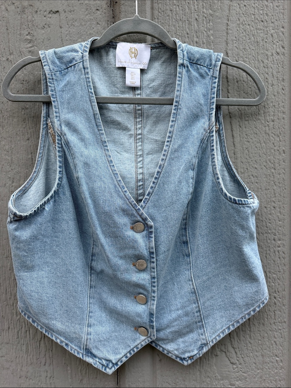 House of Harlow Light Blue Denim Vest Size: L